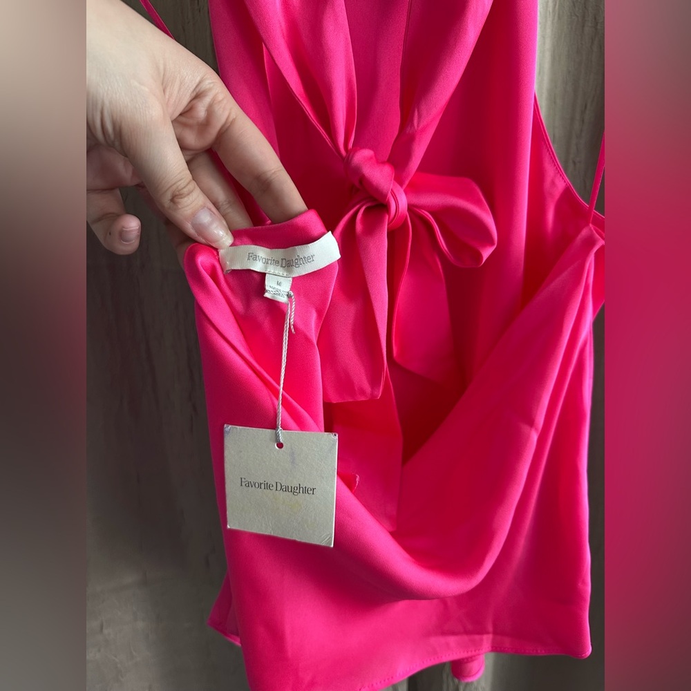Favorite Daughter peacock pink bow tie halter neck open back top - Picture 6 of 8